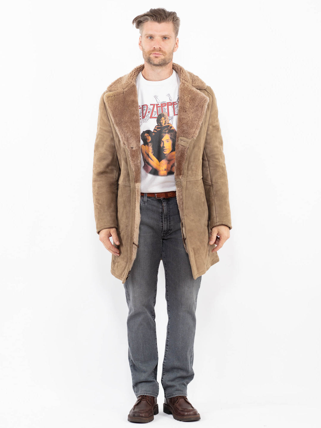 Vintage 70's Men Sheepskin Coat in BeigeZ2141