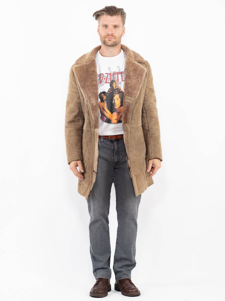 Vintage 70's Men Sheepskin Coat in BeigeZ2141