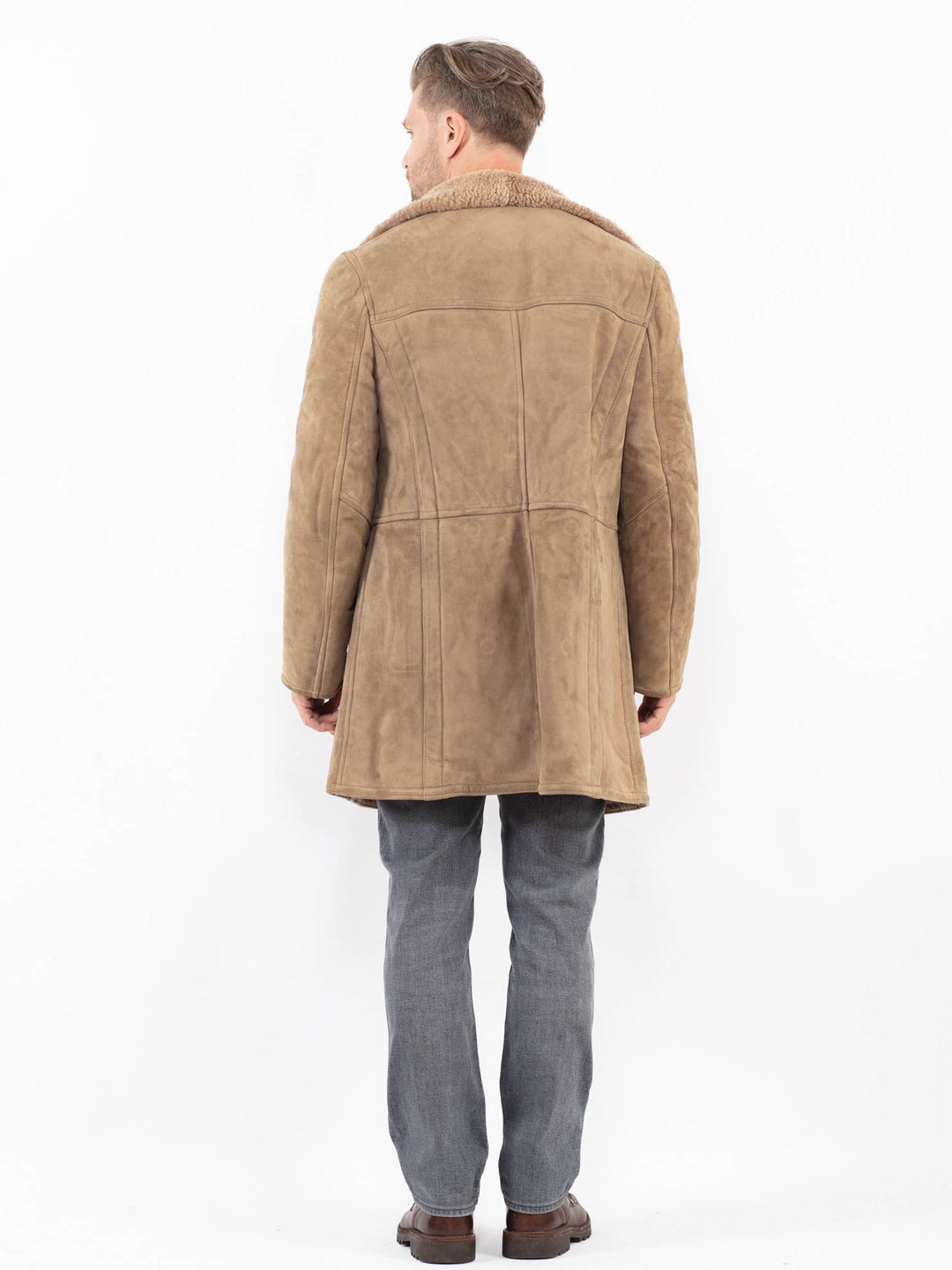 Vintage 70's Men Sheepskin Coat in BeigeZ2141