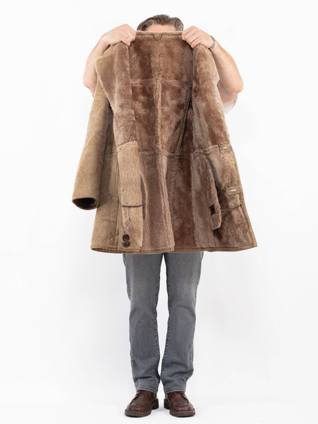 Vintage 70's Men Sheepskin Coat in BeigeZ2141