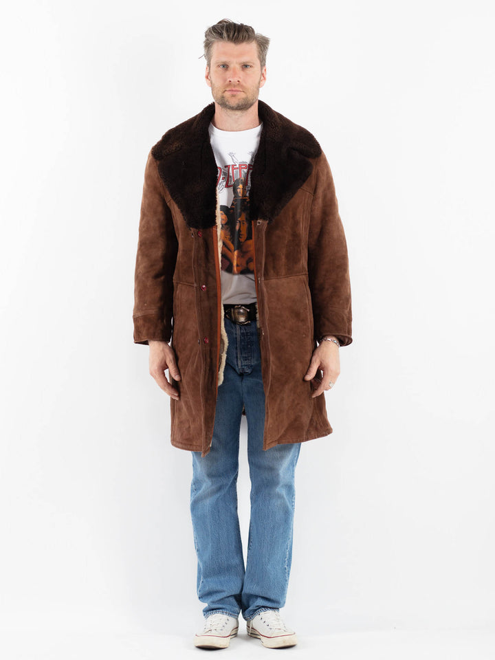 Vintage 70's Men Sheepskin Coat in BrownZ1804