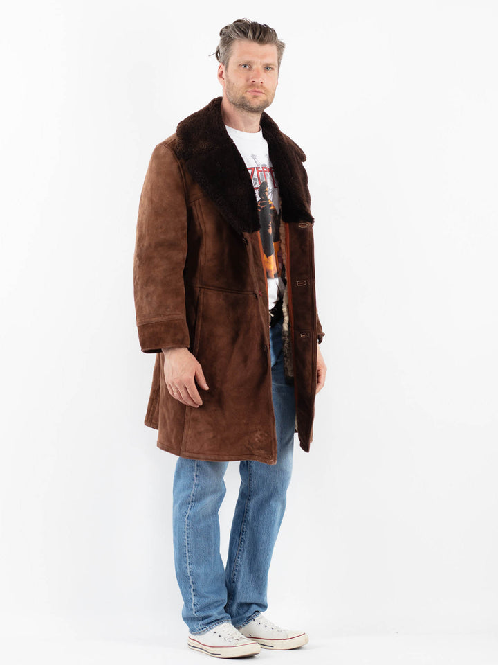 Vintage 70's Men Sheepskin Coat in BrownZ1804