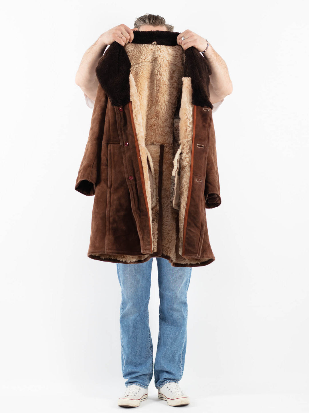 Vintage 70's Men Sheepskin Coat in BrownZ1804