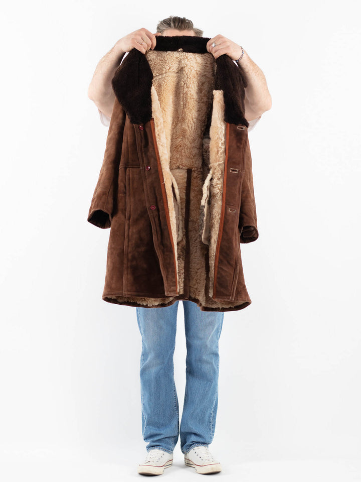 Vintage 70's Men Sheepskin Coat in BrownZ1804