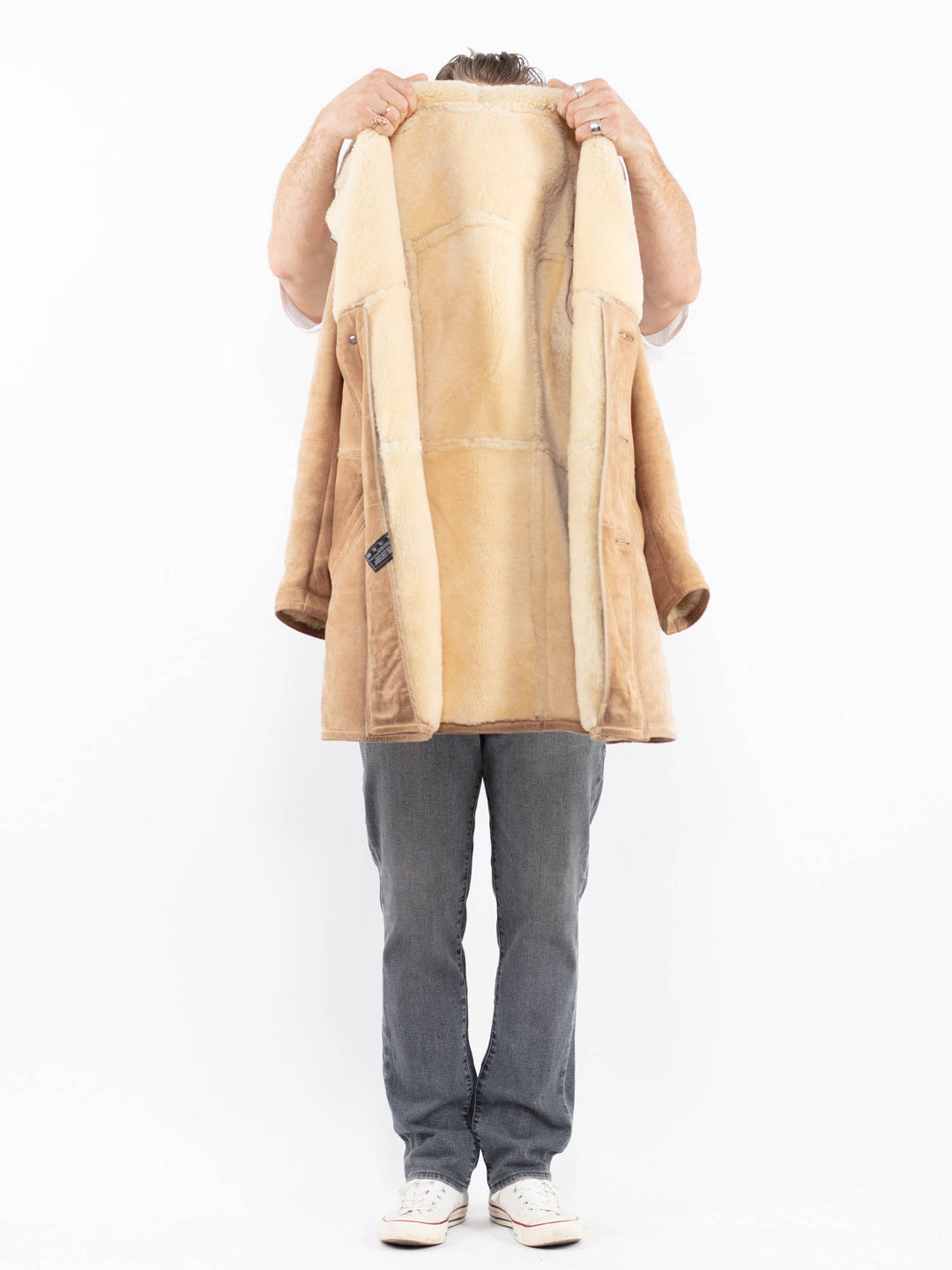 Vintage 70's Men Sheepskin Coat in BeigeZ2026