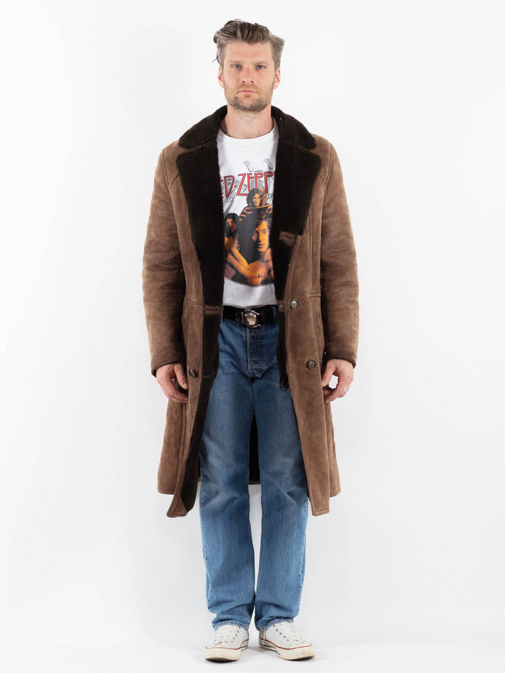 Vintage 70's Men Sheepskin Coat in BrownZ1807