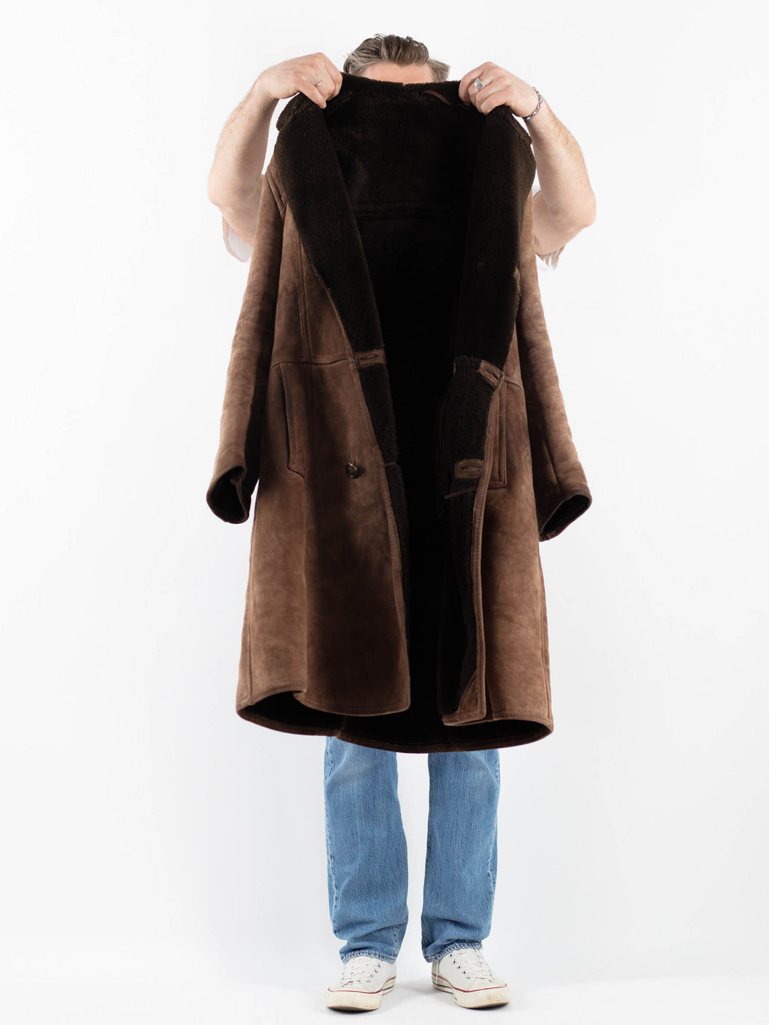 Vintage 70's Men Sheepskin Coat in BrownZ1807