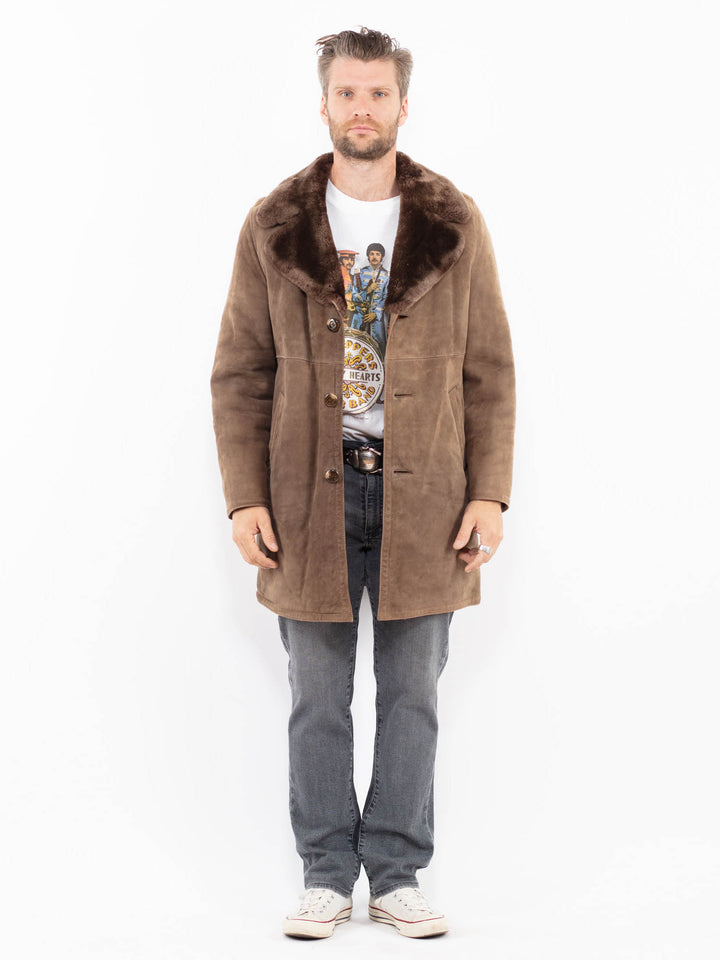 Vintage 70's Men Sheepskin Coat in BeigeZ2029