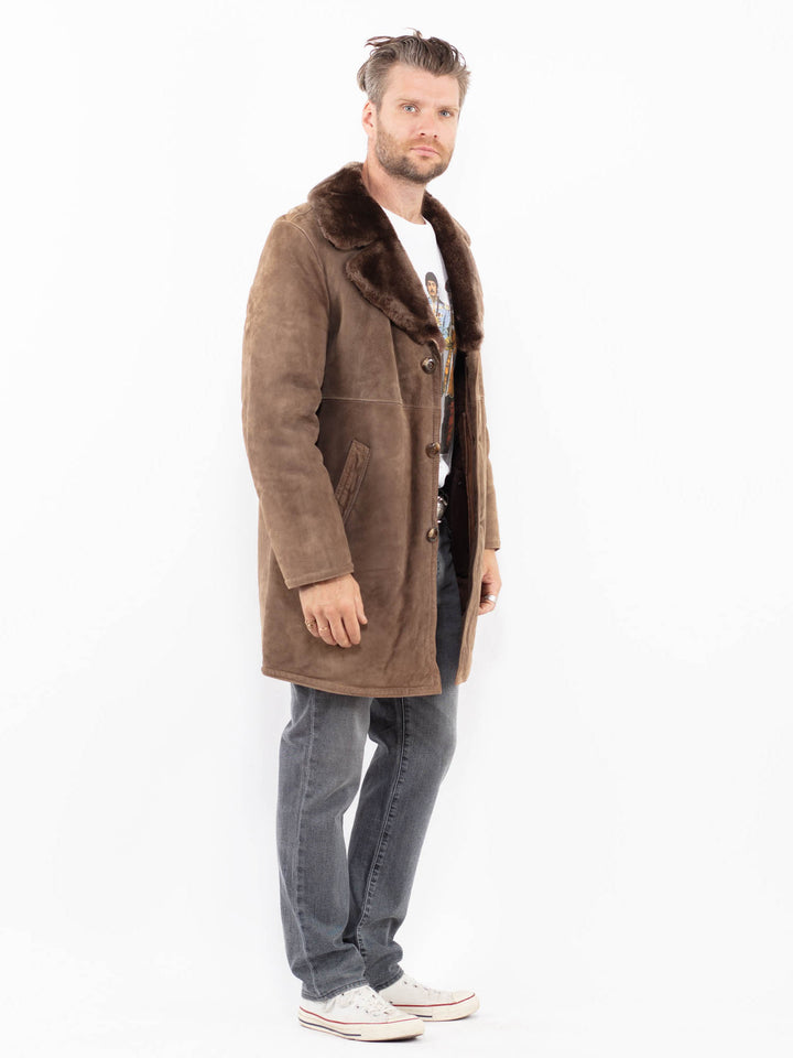 Vintage 70's Men Sheepskin Coat in BeigeZ2029