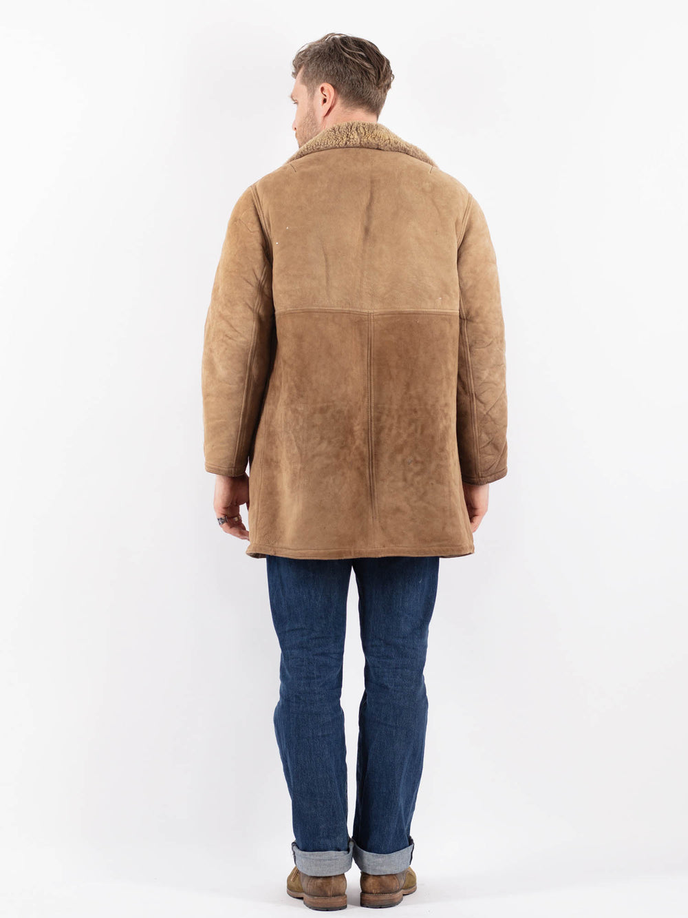 Vintage 70's Men Sheepskin Coat in BeigeZ1570