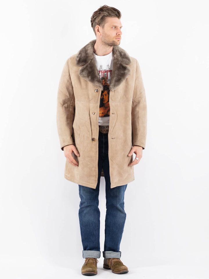 Vintage 70's Men Sheepskin Coat in BeigeZ1576