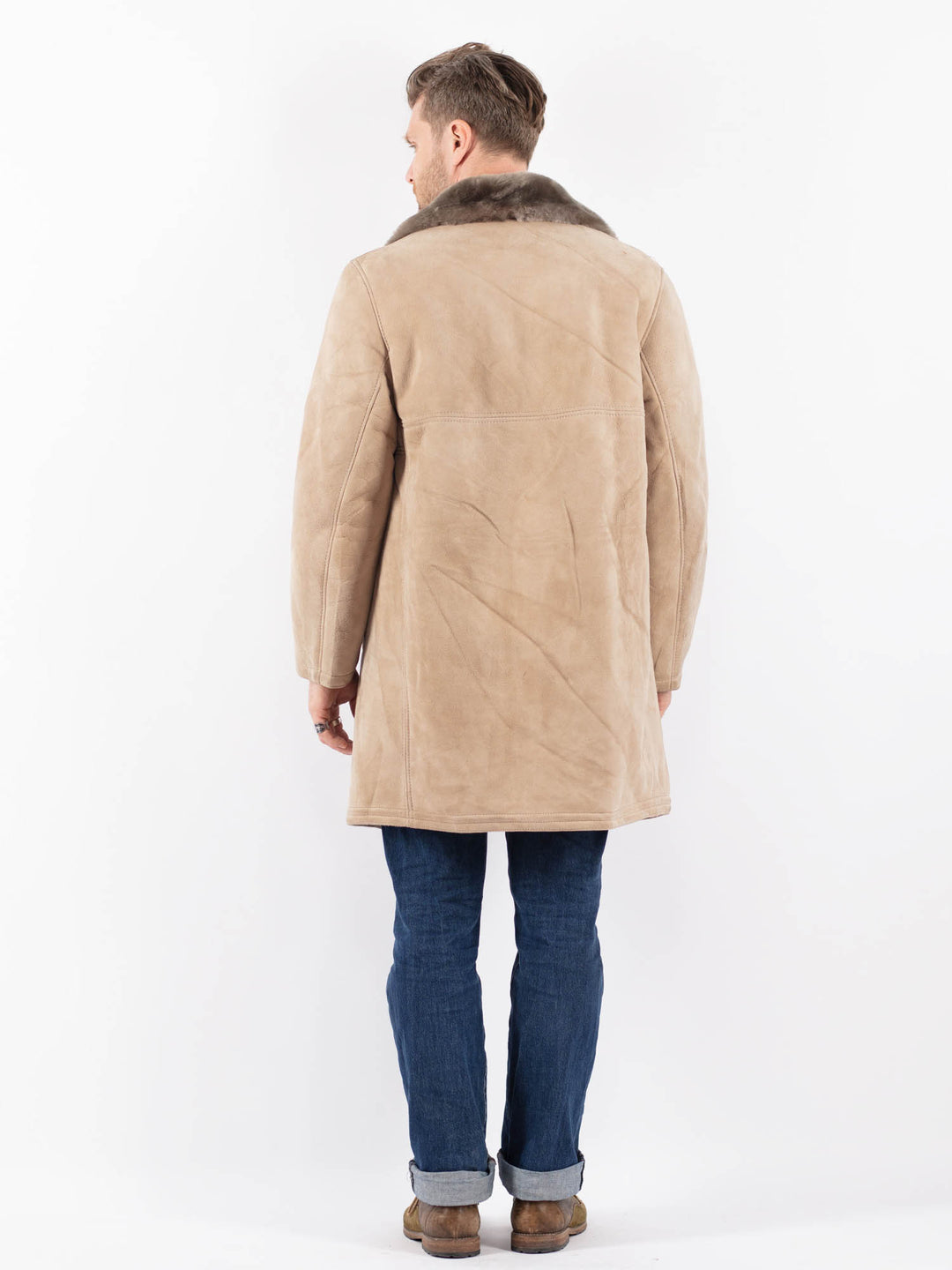 Vintage 70's Men Sheepskin Coat in BeigeZ1576