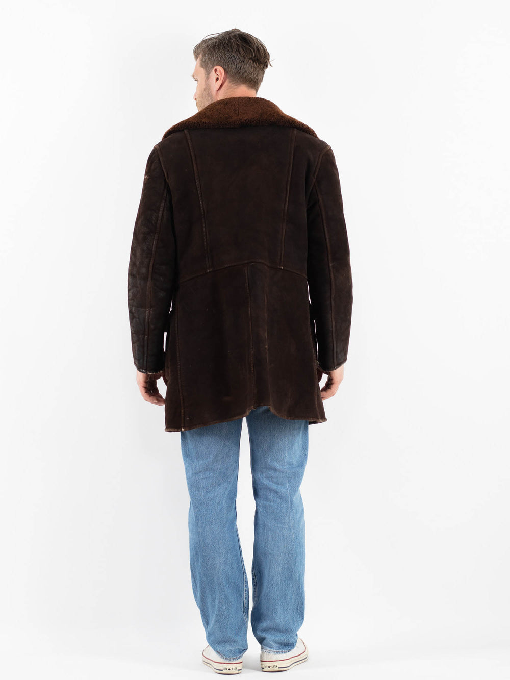 Vintage 70's Men Sheepskin Coat in BrownZ1779