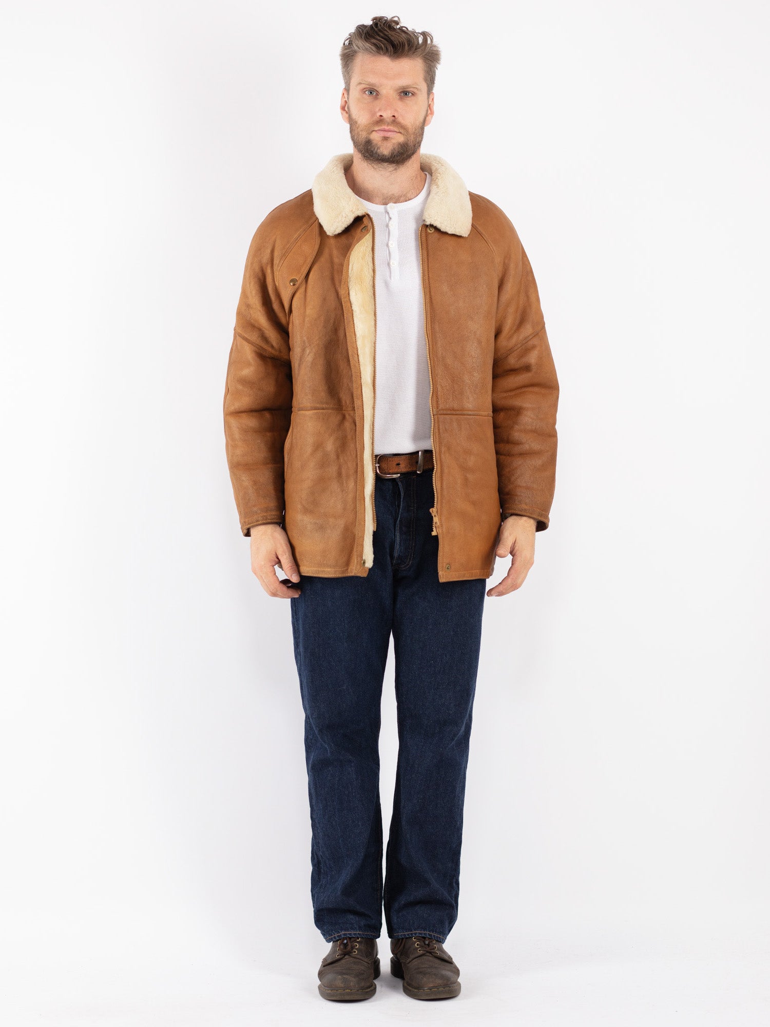 Men’s Brown Vintage Sheepskin Jacket main image 1