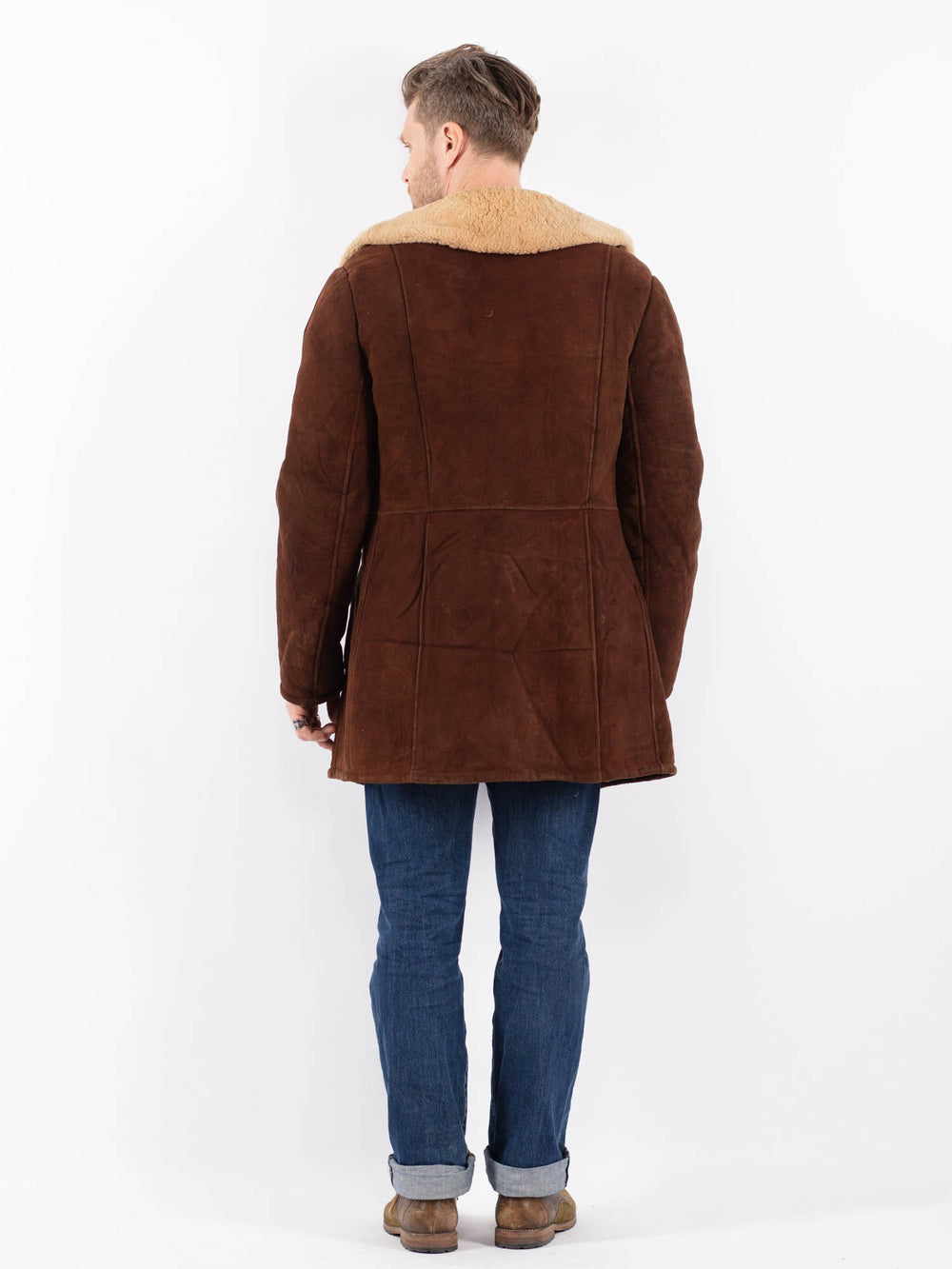 Vintage 70's Men Sheepskin Coat in BrownZ1577