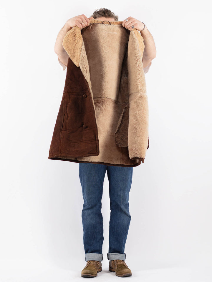Vintage 70's Men Sheepskin Coat in BrownZ1577