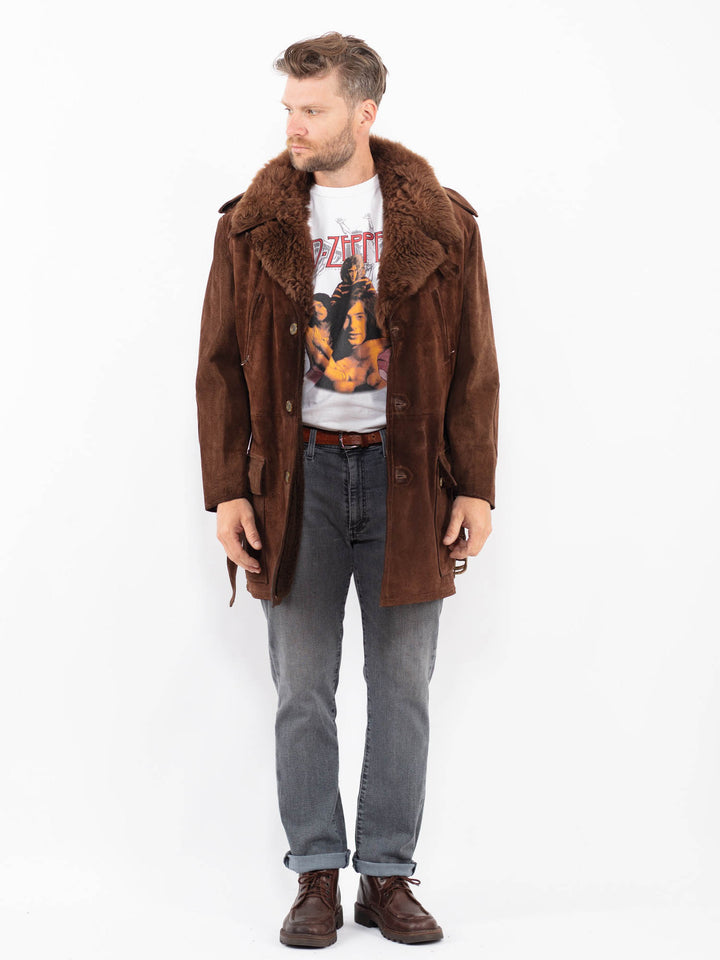 Vintage 70's Men Suede Sherpa Coat in BrownZ2267