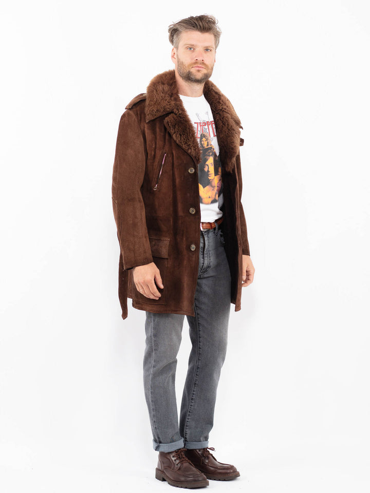Vintage 70's Men Suede Sherpa Coat in BrownZ2267