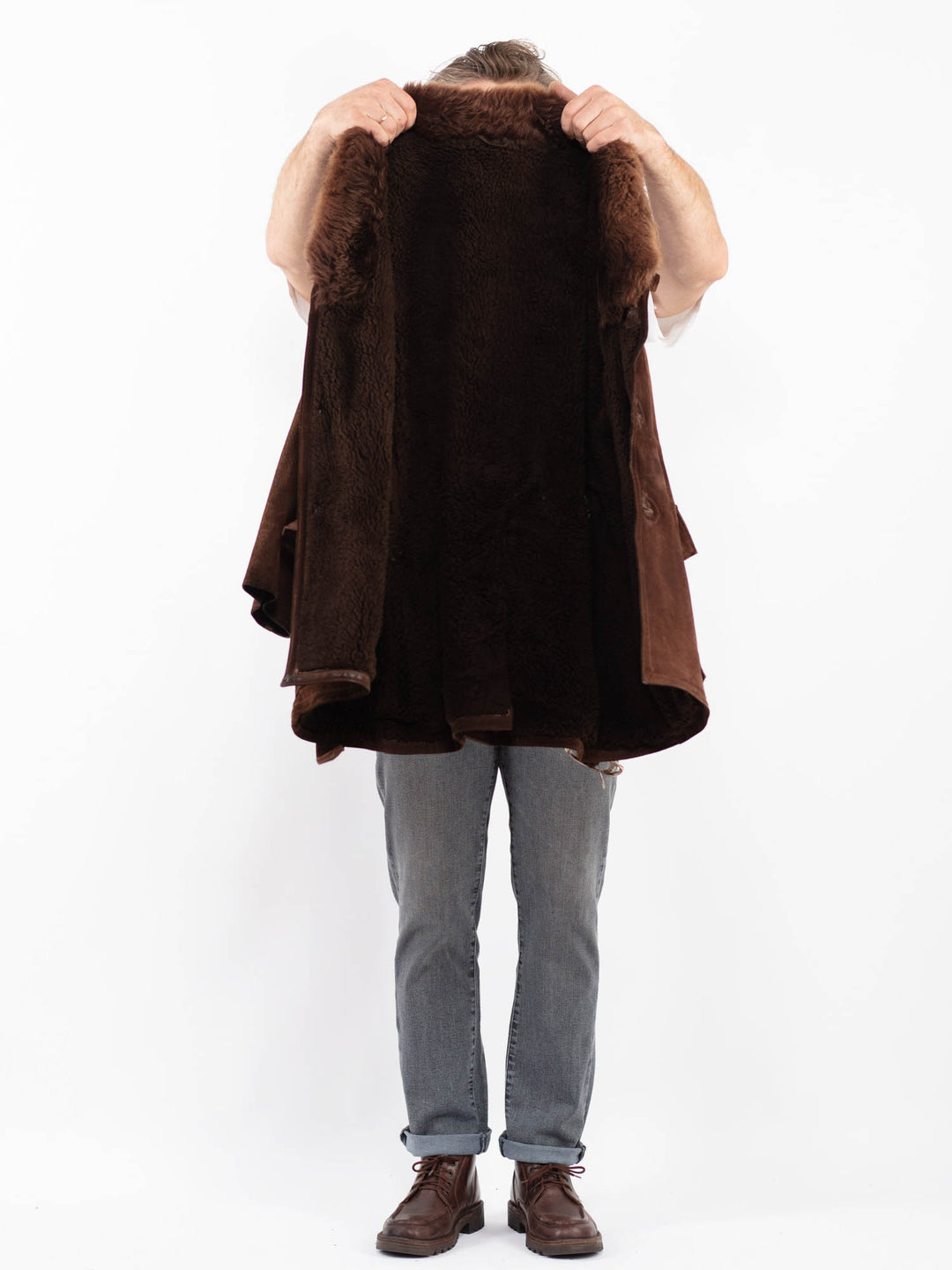 Vintage 70's Men Suede Sherpa Coat in BrownZ2267