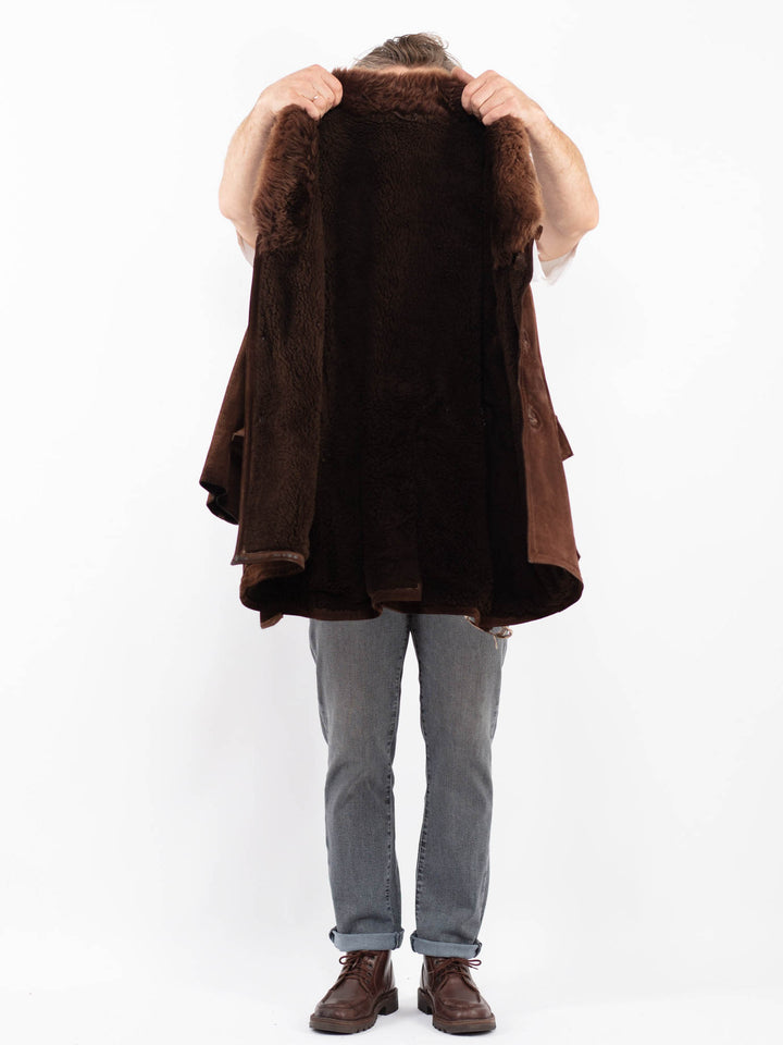 Vintage 70's Men Suede Sherpa Coat in BrownZ2267