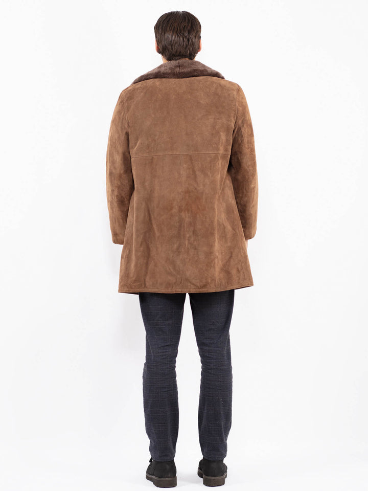 Vintage 70's Men Suede Sherpa Coat in BrownZ2361