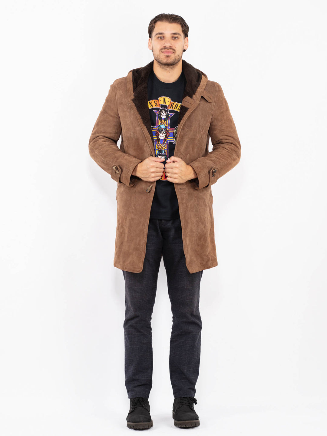 Vintage 70's Men Suede Sherpa Coat in BrownZ2385