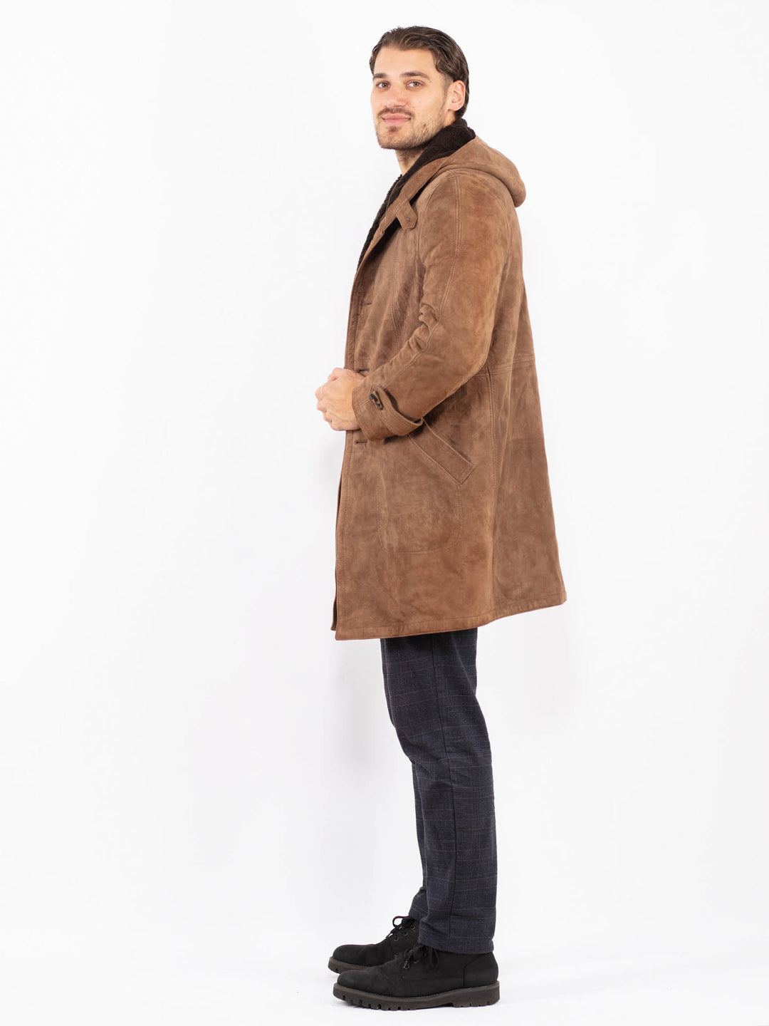 Vintage 70's Men Suede Sherpa Coat in BrownZ2385