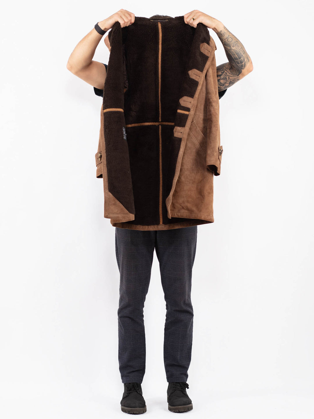 Vintage 70's Men Suede Sherpa Coat in BrownZ2385