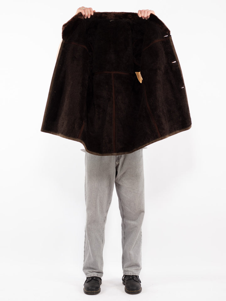Vintage 70's Men Suede Sherpa Coat in Brown
