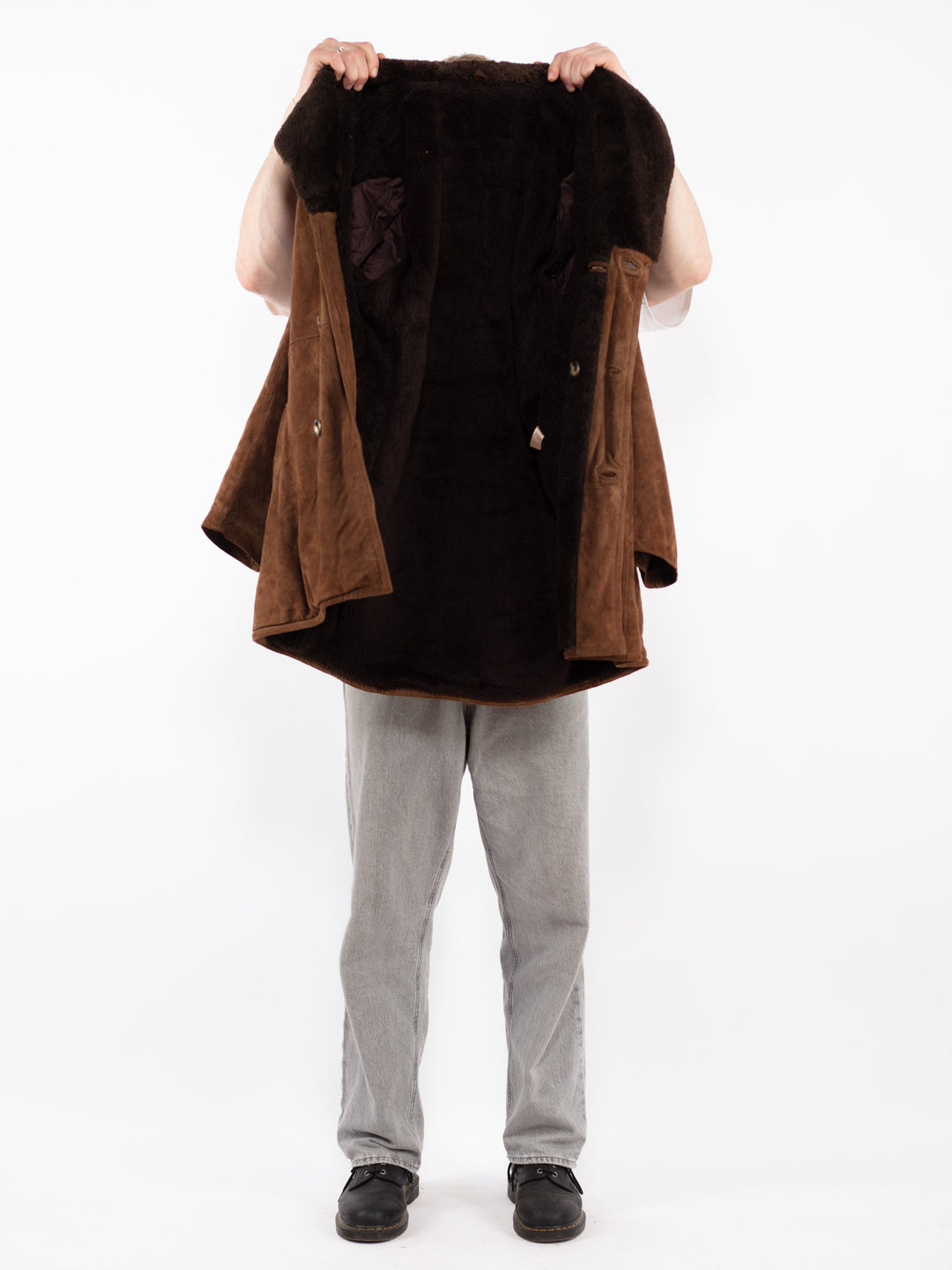 Vintage 70's Men Suede Sherpa Coat in Brown