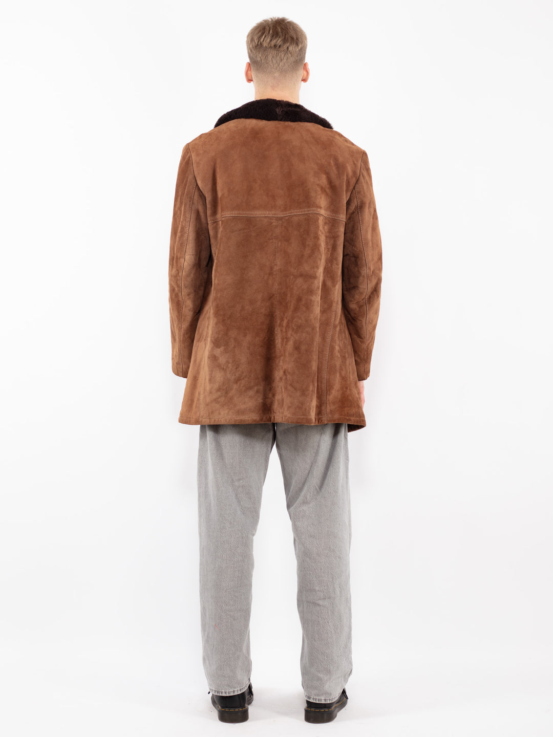 Vintage 70's Men Suede Sherpa Coat in Brown