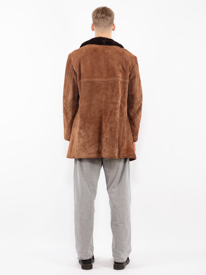 Vintage 70's Men Suede Sherpa Coat in Brown