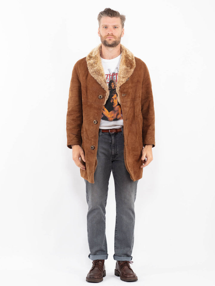 Vintage 70's Men Suede Sherpa Coat in BrownZ2260