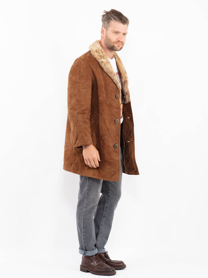 Vintage 70's Men Suede Sherpa Coat in BrownZ2260