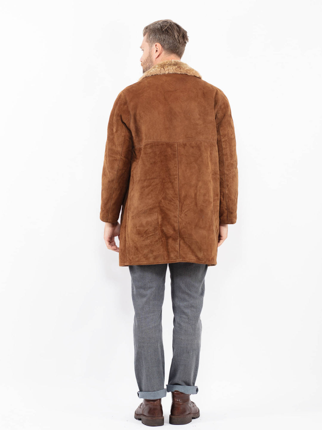 Vintage 70's Men Suede Sherpa Coat in BrownZ2260