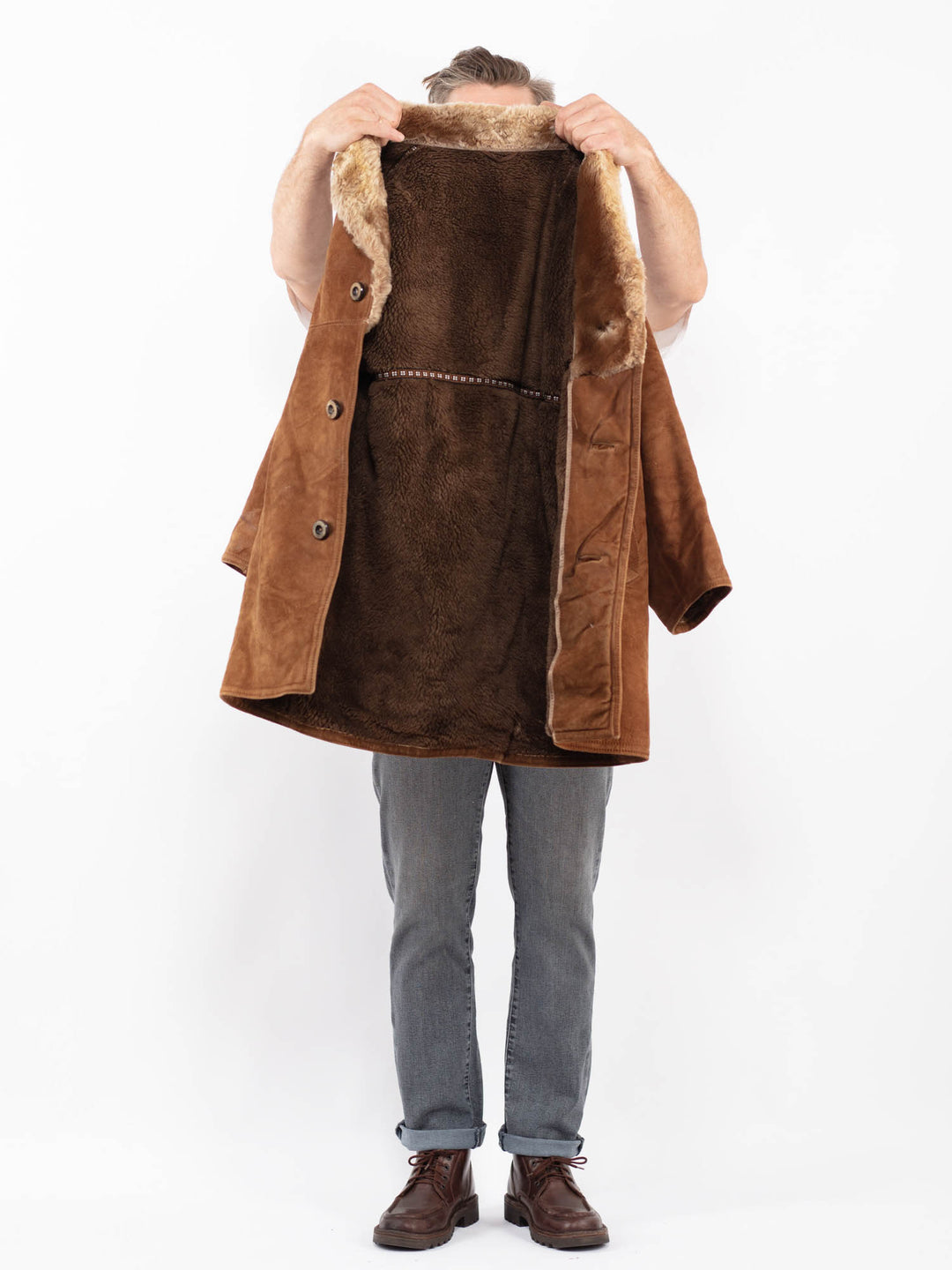 Vintage 70's Men Suede Sherpa Coat in BrownZ2260