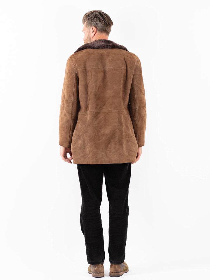 Vintage 70's Men Suede Sherpa Coat in BrownZ1818