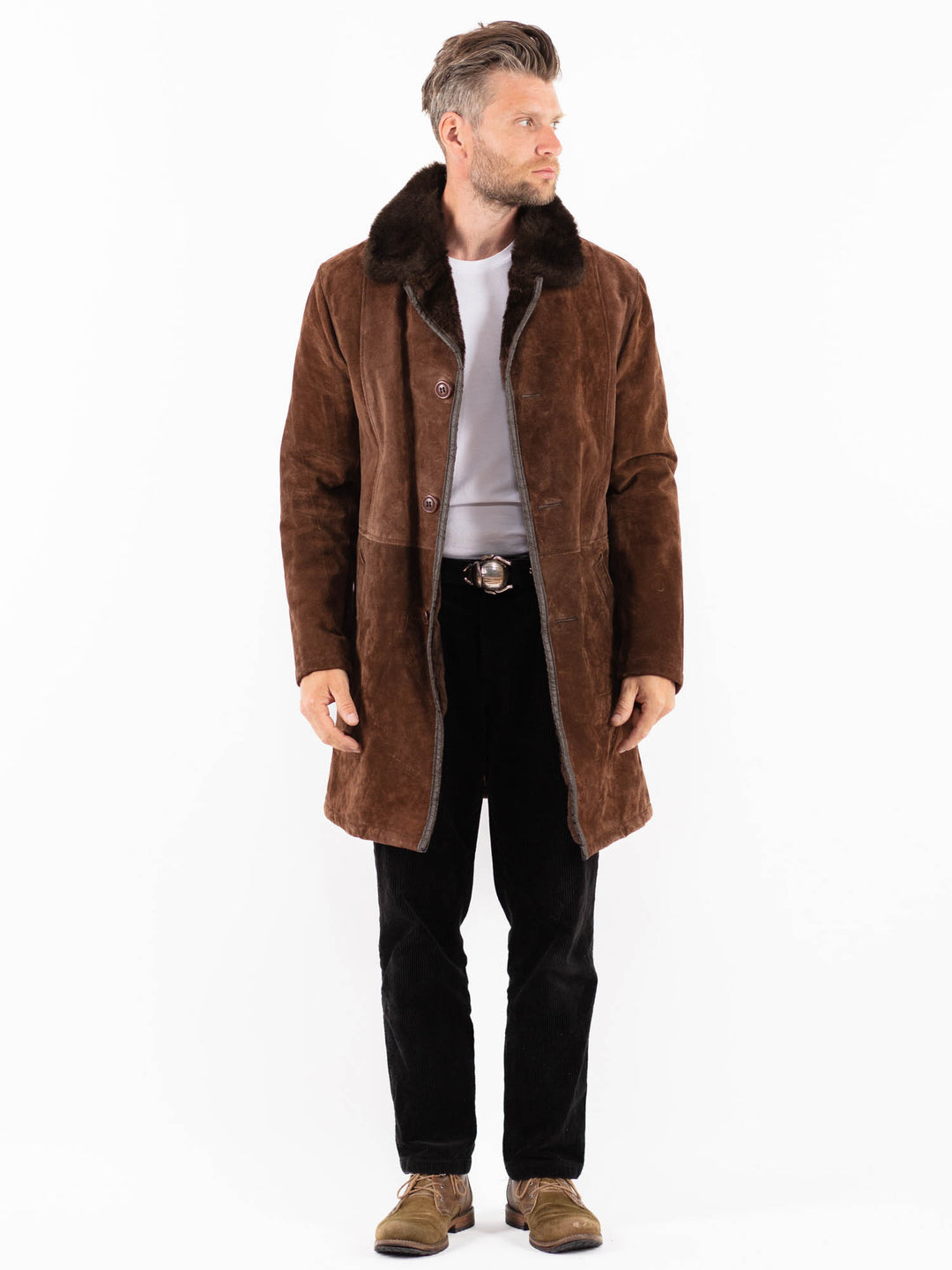 Vintage 70's Men Suede Sherpa in BrownZ1811