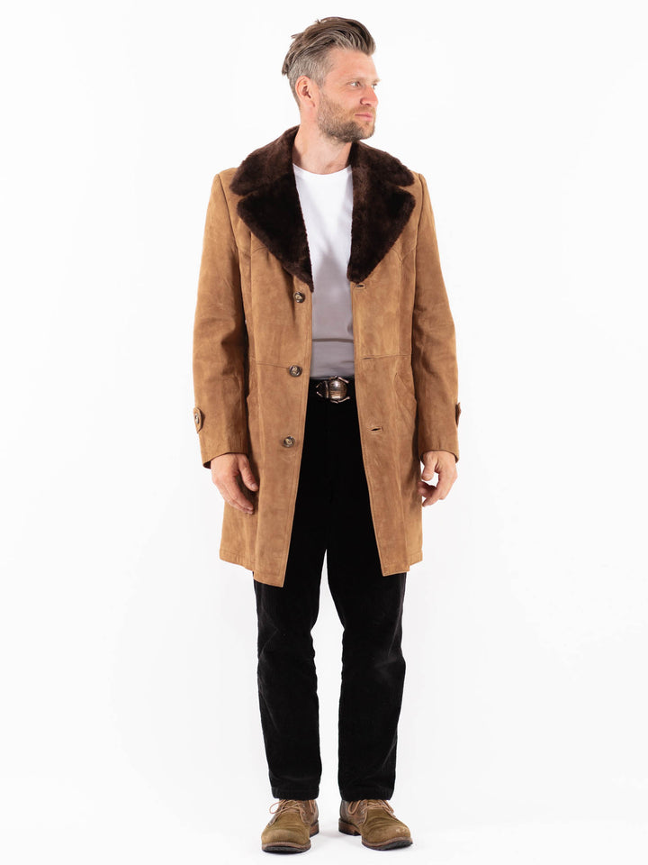 Vintage 70's Men Suede Sherpa Coat in BeigeZ1824