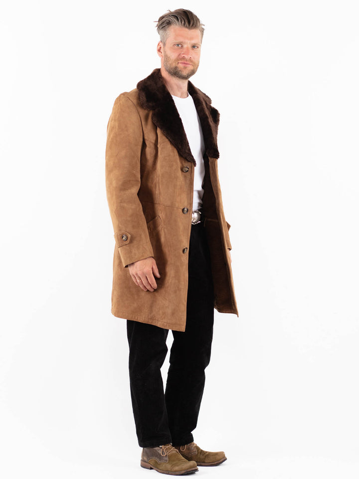Vintage 70's Men Suede Sherpa Coat in BeigeZ1824