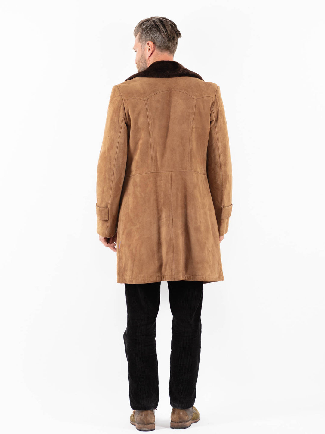 Vintage 70's Men Suede Sherpa Coat in BeigeZ1824