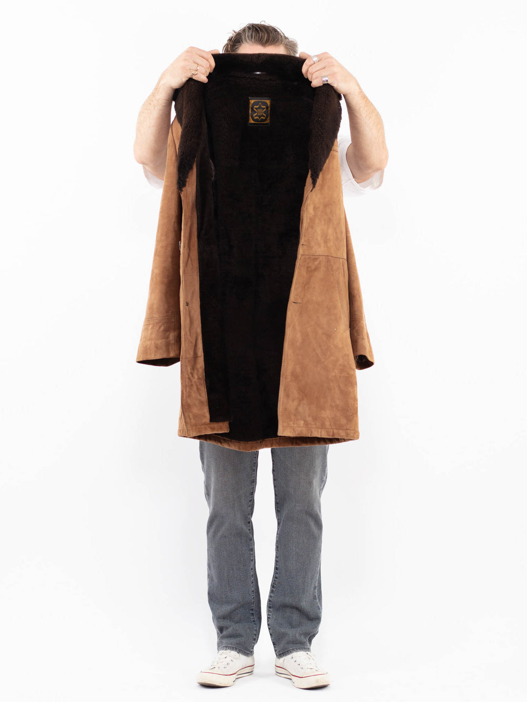 Vintage 70's Men Suede Sherpa Coat in BrownZ1922