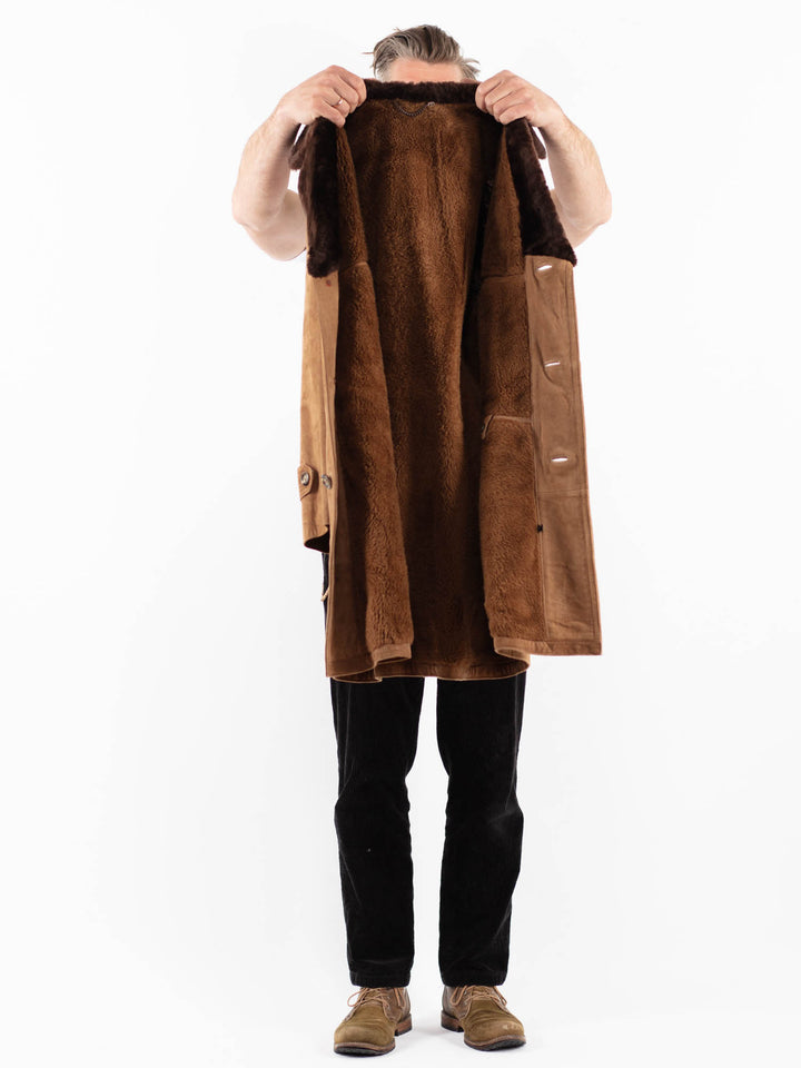 Vintage 70's Men Suede Sherpa Coat in BeigeZ1824