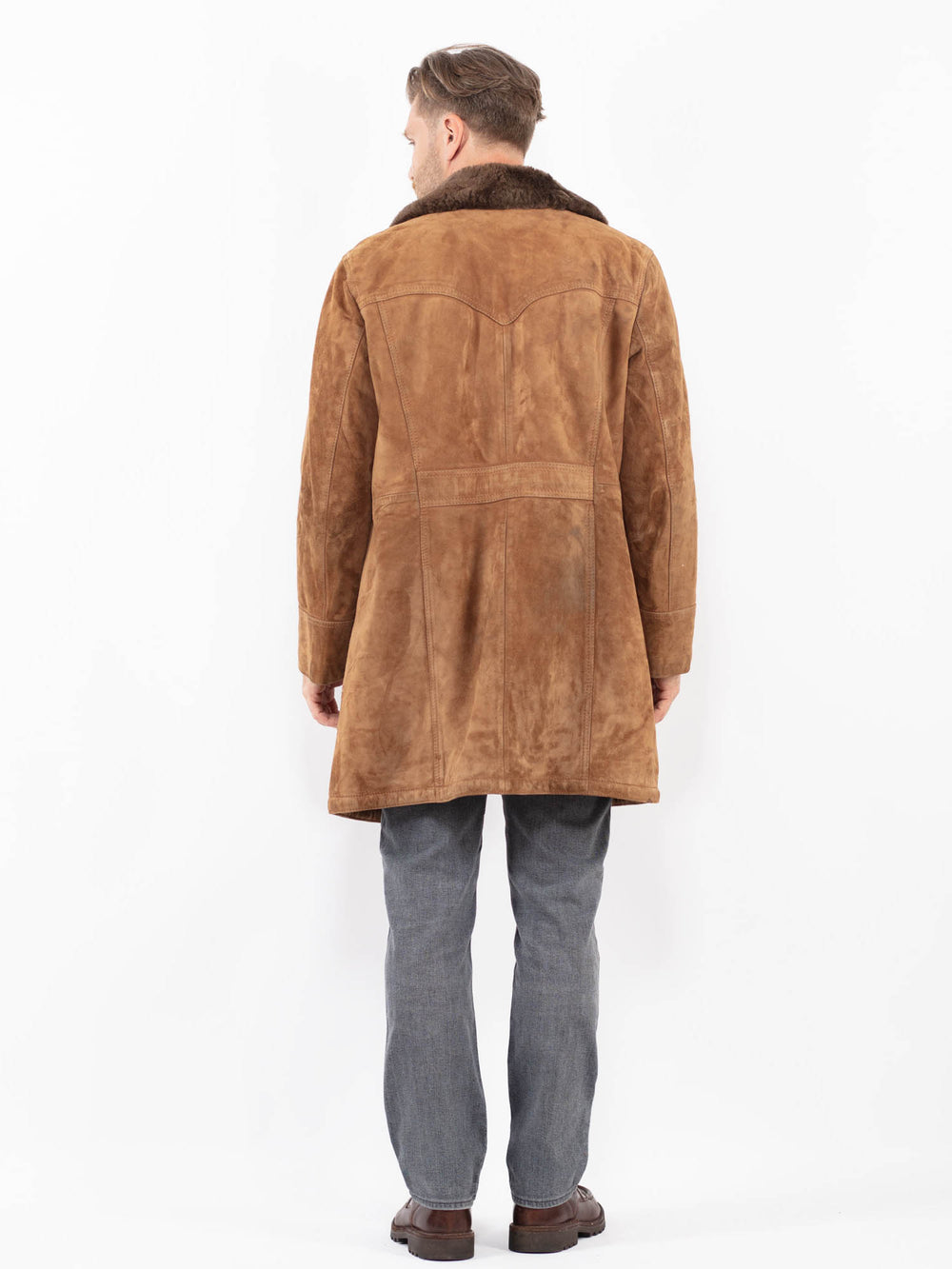 Vintage 70's Men Suede Sherpa Coat in BrownZ2068