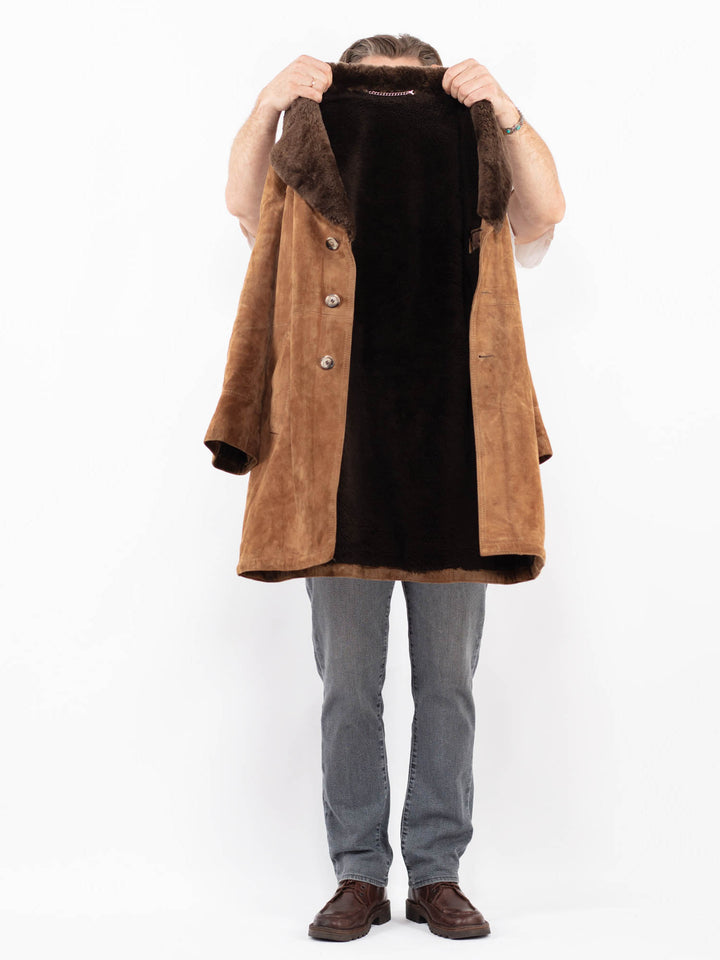 Vintage 70's Men Suede Sherpa Coat in BrownZ2068
