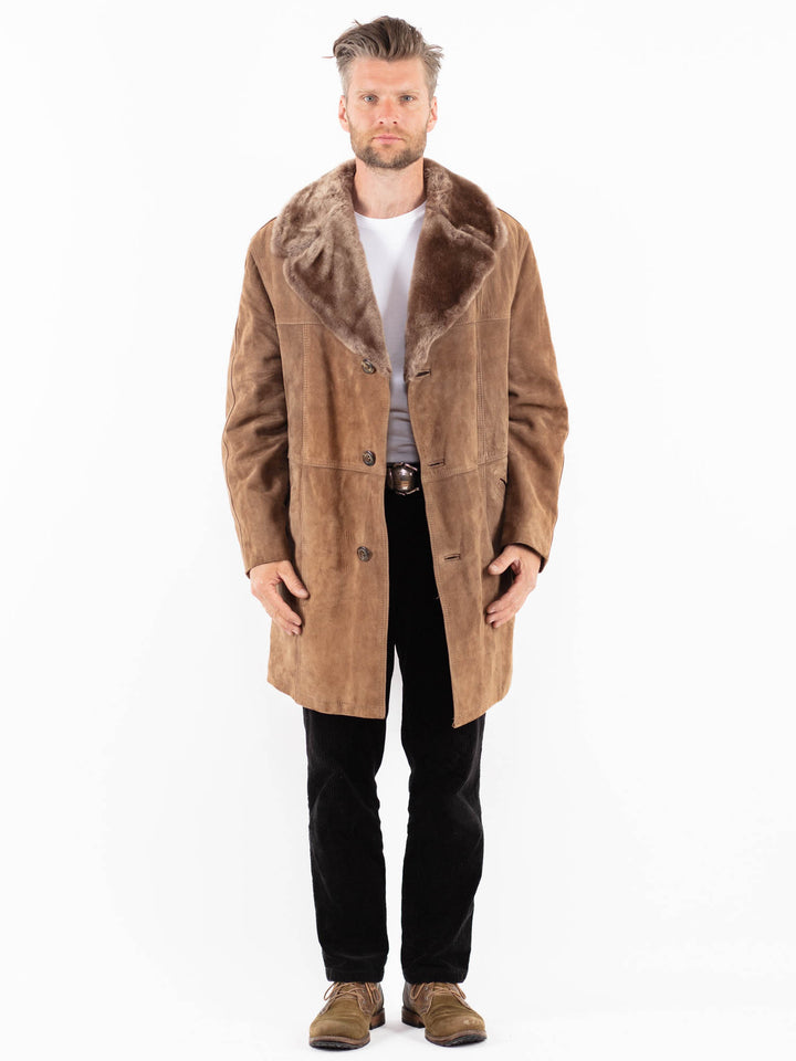 Vintage 70's Men Suede Sherpa Coat in BeigeZ1870