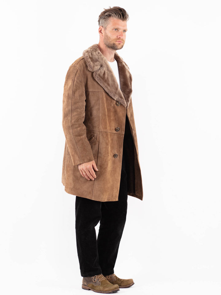 Vintage 70's Men Suede Sherpa Coat in BeigeZ1870