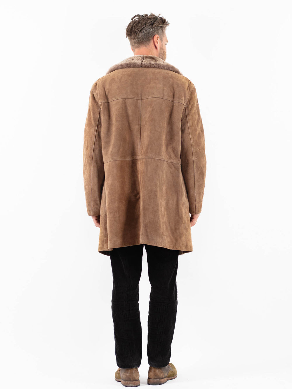 Vintage 70's Men Suede Sherpa Coat in BeigeZ1870
