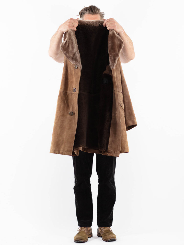 Vintage 70's Men Suede Sherpa Coat in BeigeZ1870
