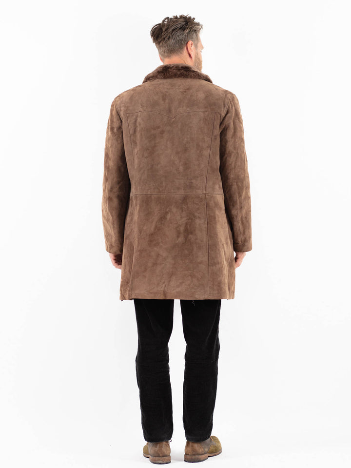 Vintage 70's Men Suede Sherpa Coat in BrownZ1881